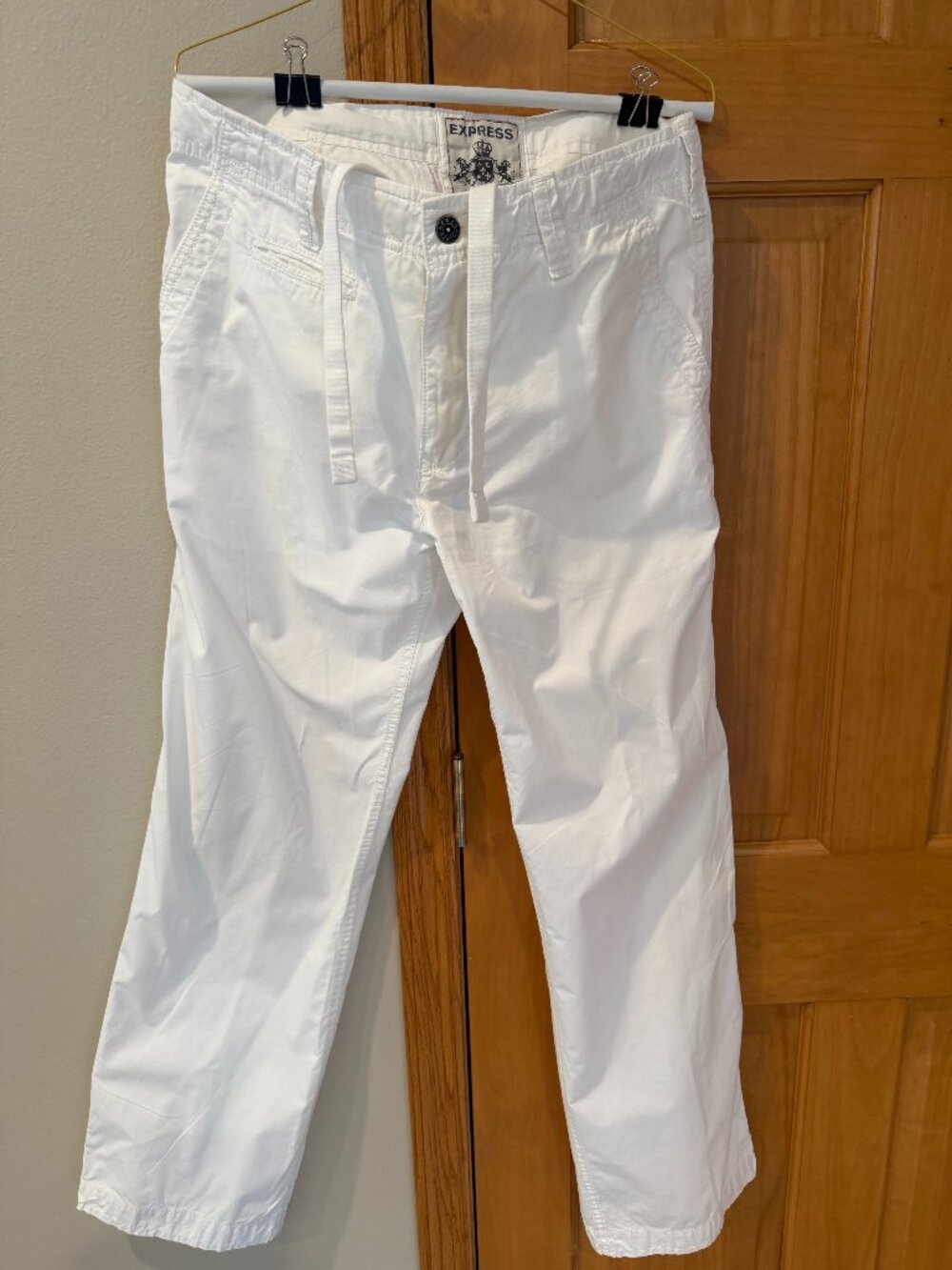 Express White Beach Pants/Summer Cotton Pants with Drawstring Mens Size 32 X 32